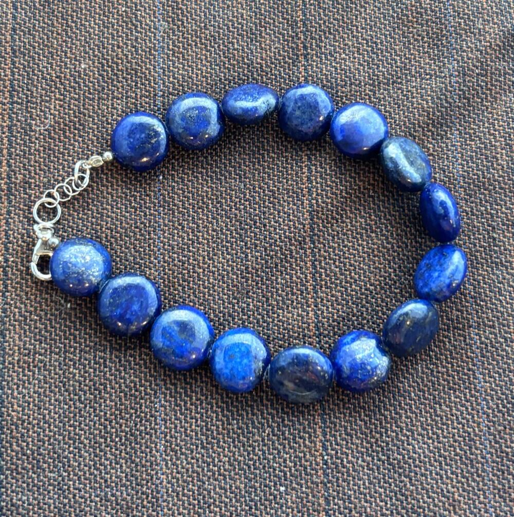 New in Box BBJ 925 Sterling Silver Lapis Lazuli Bead Bracelet JTV 8" Thailand